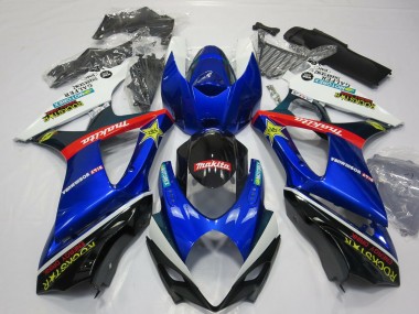 Suzuki GSXR 1000 Motorrad Verkleidung 2007-2008 - Weiss Blau Rot Schwarz RockStar
