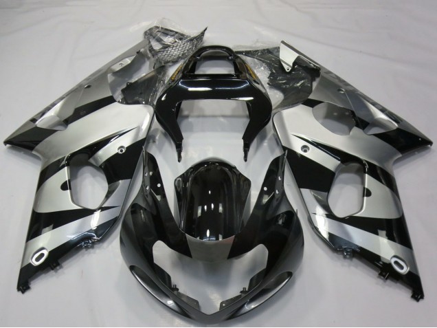 Suzuki GSXR 1000 Motorrad Verkleidung 2000-2002 - Silber Glanzendes Schwarz