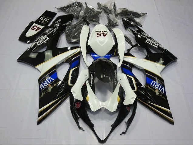 Suzuki GSXR 1000 Motorrad Verkleidung 2005-2006 - Weiss Blau Schwarz Gelb Viru