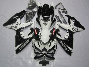 Suzuki GSXR 600 / GSXR 750 Motorrad Verkleidung 2008-2010 - Weiss Schwarz Alstare Corona Motul