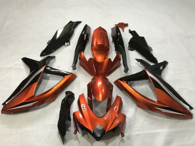 Suzuki GSXR 600 / GSXR 750 Motorrad Verkleidung 2008-2010 - Burnt Orange Glanzendes Schwarz