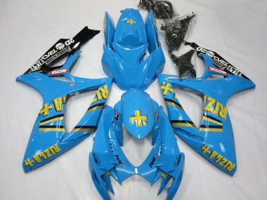 Suzuki GSXR 600 / GSXR 750 Motorrad Verkleidung 2006-2007 - Hellblau Schwarz Gelb Rizla