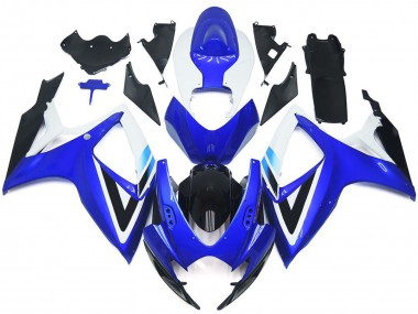 Suzuki GSXR 600 / GSXR 750 Motorrad Verkleidung Kit 2006-2007 - Weiss Blau Glanzendes Schwarz OEM Stil