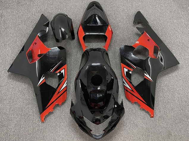 Suzuki GSXR 600 / GSXR 750 Motorrad Verkleidung 2004-2005 - Glanzendes Schwarz Rot
