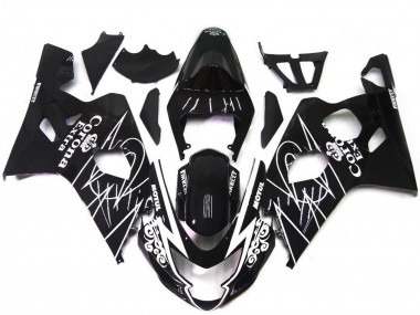 Suzuki GSXR 600 / GSXR 750 Motorrad Verkleidung 2004-2005 - Glanzendes Schwarz Weiss Corona Stil