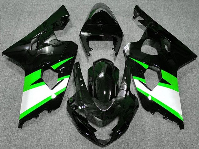 Suzuki GSXR 600 / GSXR 750 Motorrad Verkleidung 2004-2005 - Glanzendes Schwarz Grun Weiss