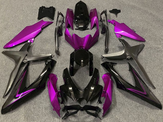 Suzuki GSXR 600 / GSXR 750 Motorrad Verkleidung 2008-2010 - Rosa Glanzendes Schwarz Matt Schwarz