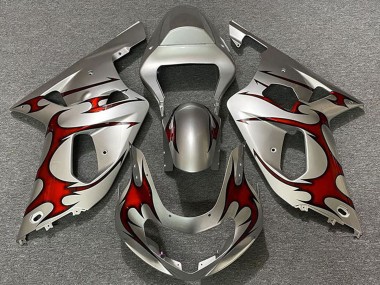 Suzuki GSXR 600 / GSXR 750 Motorrad Verkleidung 2001-2003 - Silber Rot