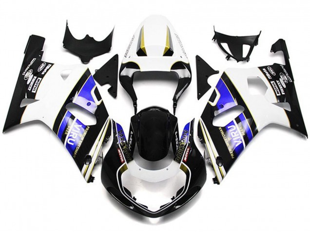 Suzuki GSXR 600 / GSXR 750 Motorrad Verkleidung 2001-2003 - Weiss Blau Glanzendes Schwarz Viru Stil