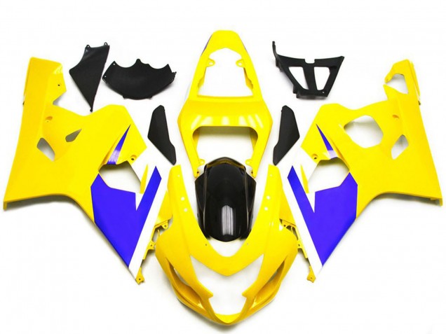Suzuki GSXR 600 / GSXR 750 Motorrad Verkleidung 2004-2005 - Gelb Blau Weiss Glanzendes Schwarz