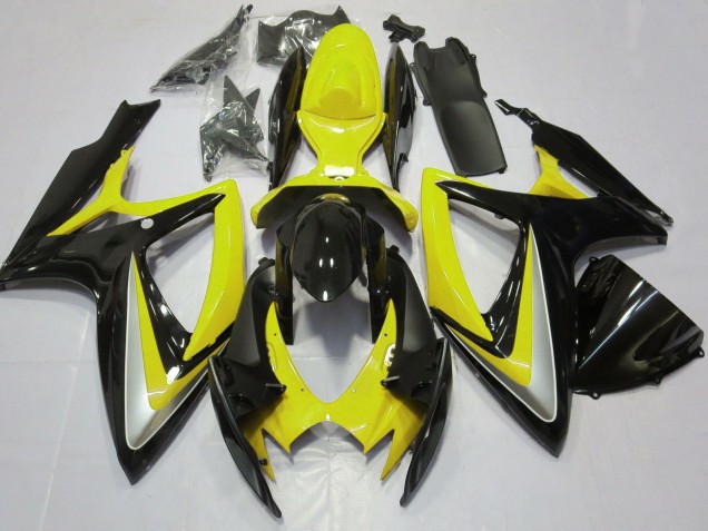 Suzuki GSXR 600 / GSXR 750 Motorrad Verkleidung 2006-2007 - Gelb Glanzendes Schwarz