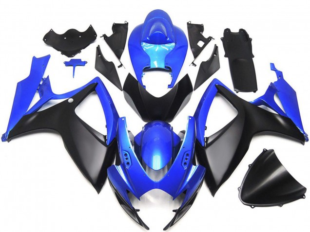Suzuki GSXR 600 / GSXR 750 Motorrad Verkleidung 2006-2007 - Blau Matt Schwarz Massgeschneidert OEM Stil