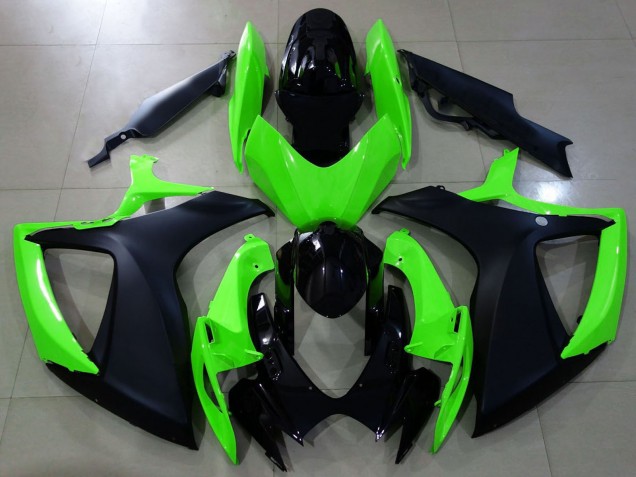 Suzuki GSXR 600 / GSXR 750 Motorrad Verkleidung 2006-2007 - Grun Glanzendes Schwarz Matt Schwarz