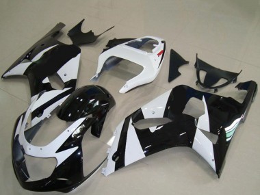 Suzuki GSXR 600 / GSXR 750 Motorrad Verkleidung 2001-2003 - Weiss Glanzendes Schwarz