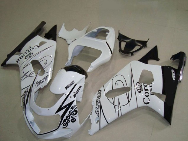 Suzuki GSXR 600 / GSXR 750 Motorrad Verkleidung 2001-2003 - Weiss Schwarz Corona Alstare