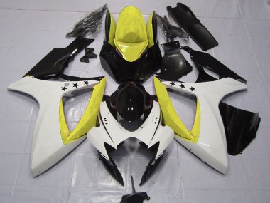 Suzuki GSXR 600 / GSXR 750 Motorrad Verkleidung 2006-2007 - Gelb Weiss Glanzendes Schwarz Stern