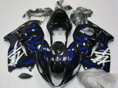Suzuki GSXR 1300 Motorrad Verkleidung 1996-2007 - Glanzendes Schwarz Blau Flamme