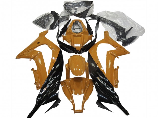 Kawasaki ZX10R Motorrad Verkleidung 2011-2015 - Dunkel Orange Glanzendes Schwarz