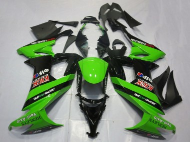 Kawasaki ZX10R Motorrad Verkleidung 2008-2010 - Grun Schwarz Rot Kick Elf Henleys Vent-Axia