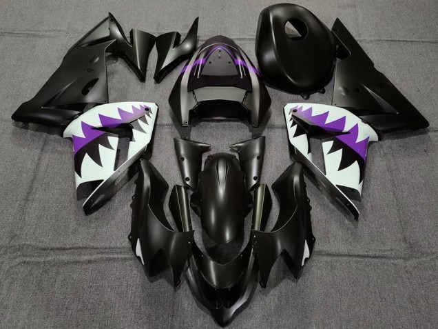 Kawasaki ZX10R Motorrad Verkleidung 2004-2005 - Matt Schwarz und Lila Hai