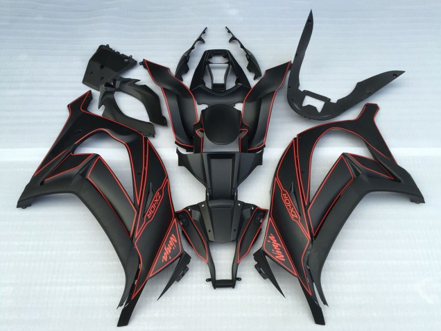 Kawasaki ZX10R Motorrad Verkleidung 2011-2015 - Matt Schwarz Rot