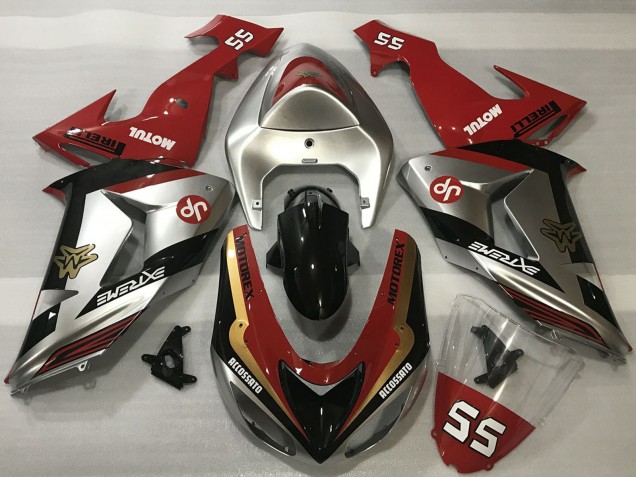 Kawasaki ZX10R Motorrad Verkleidung 2006-2007 - Rot Silber Gold Schwarz
