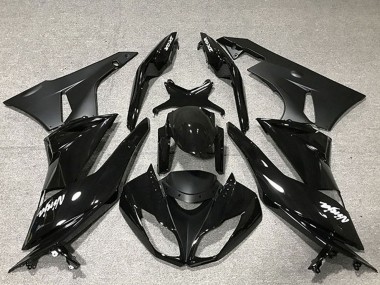 Kawasaki ZX6R Motorrad Verkleidung 2009-2012 - Glanzendes Schwarz Matt Schwarz