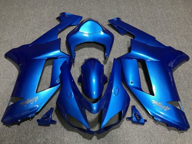 Kawasaki ZX6R Motorrad Verkleidung 2007-2008 - Glanzendes Blau Chrome Logo