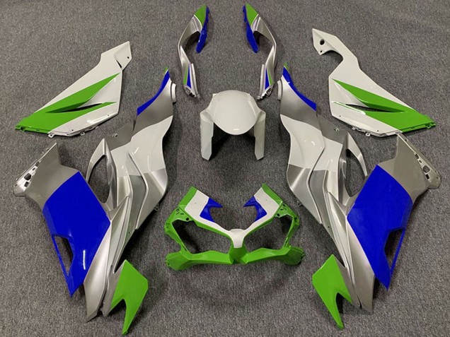 Kawasaki ZX6R Motorrad Verkleidung 2019-2022 - Weiss Silber Grun Blau