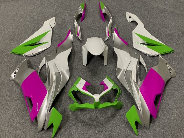 Kawasaki ZX6R Motorrad Verkleidung 2019-2022 - Weiss Silber Grun Rosa