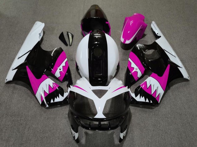 Kawasaki ZX12R Motorrad Verkleidung 2002-2006 - Rosa Schwarz Weiss Hai