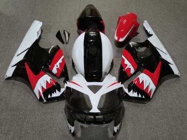 Kawasaki ZX12R Motorrad Verkleidung 2002-2006 - Rot Schwarz Weiss Hai