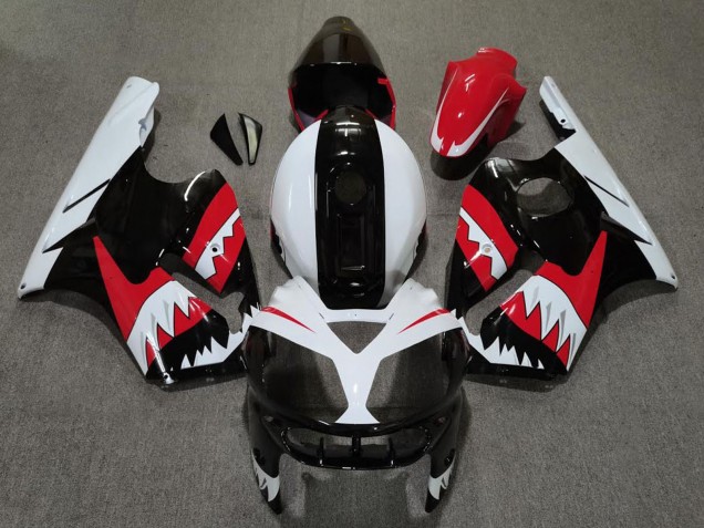 Kawasaki ZX12R Motorrad Verkleidung 2002-2006 - Rot Schwarz Weiss Hai