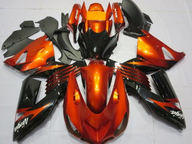 Kawasaki ZX14R Motorrad Verkleidung 2006-2011 - Orange Glanzendes Schwarz