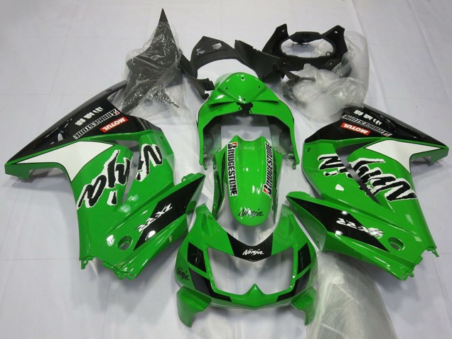 Kawasaki Ninja 250 Motorrad Verkleidung 2008-2012 - Grun Weiss Schwarz
