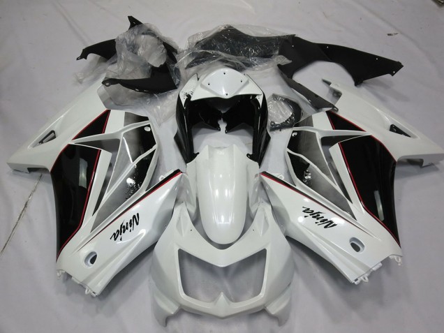 Kawasaki Ninja 250 Motorrad Verkleidung 2008-2012 - Weiss Glanzendes Schwarz