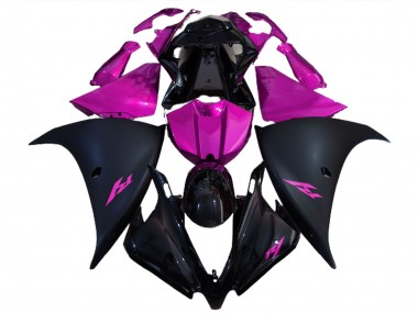 Yamaha R1 Motorrad Verkleidung 2012-2014 - Glanzendes Schwarz Matt Schwarz Rosa