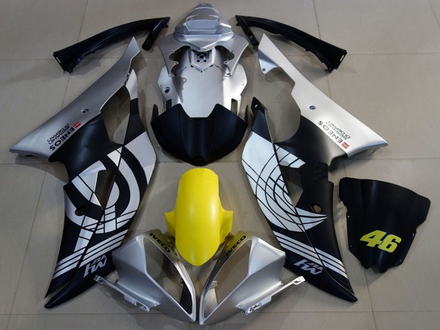 Yamaha R6 Motorrad Verkleidung 2008-2016 - Silber Gelb Matt Schwarz ENEOS 46