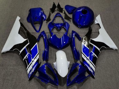 Yamaha R6 Motorrad Verkleidung 2008-2016 - Weiss Blau Glanzendes Schwarz