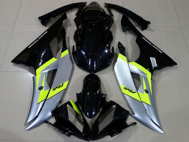 Yamaha R6 Motorrad Verkleidung 2008-2016 - Silber Neon Grun Glanzendes Schwarz