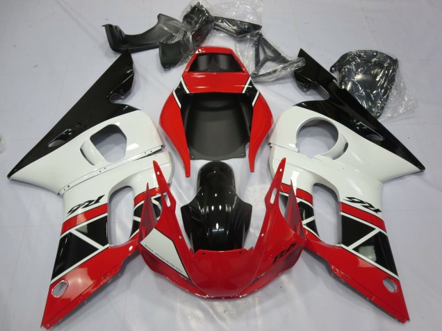 Yamaha R6 Motorrad Verkleidung 1998-2002 - Rot Weiss Glanzendes Schwarz OEM Stil