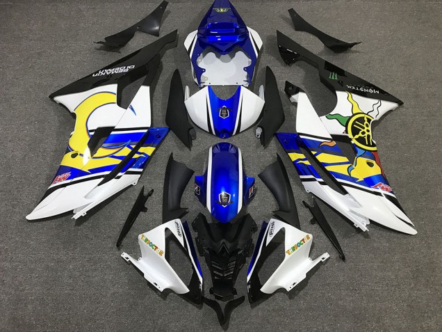 Yamaha R6 Motorrad Verkleidung 2008-2016 - Weiss Blau Schwarz Gelb