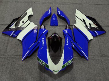 Ducati 959 1299 Motorrad Verkleidung 2015-2020 - Blau Weiss Glanzendes Schwarz Unibat Flex-Box OEM Stil