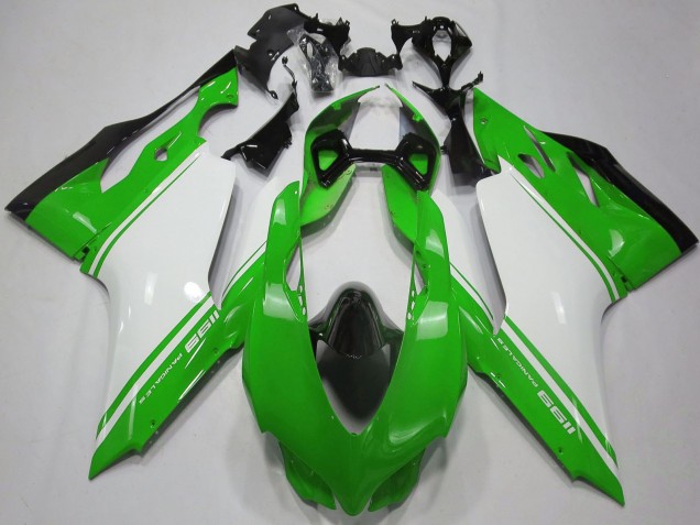 Ducati 1199 Motorrad Verkleidung 2011-2014 - Glanzendes Grun Weiss Schwarz