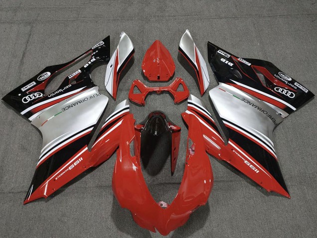 Ducati 1199 Motorrad Verkleidung 2011-2014 - Rot Silber Schwarz Performance