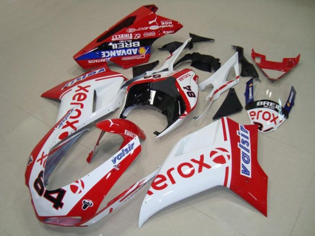 Ducati 848 1098 1198 Motorrad Verkleidung 2007-2014 - Weiss Rot Blau Glanzendes Schwarz Valsir Xerox 84