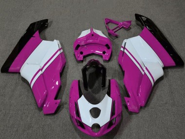 Ducati 749 999 Motorrad Verkleidung 2003-2004 - Weiss Rosa Glanzendes Schwarz