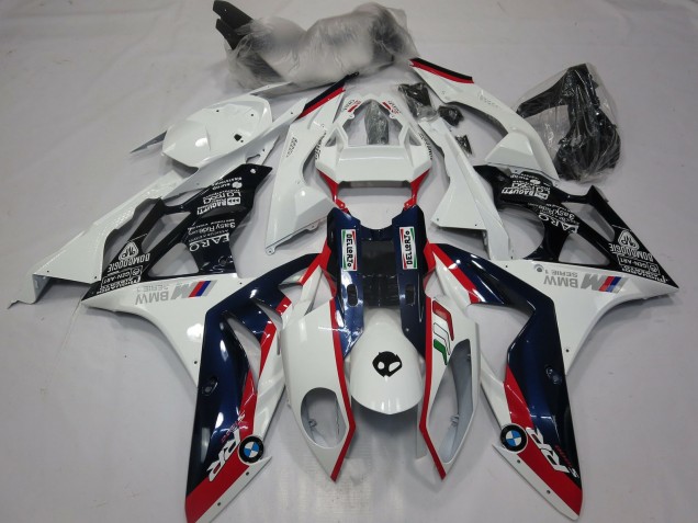 BMW S1000RR Motorrad Verkleidung 2015-2016 - Weiss Rot Blau Glanzendes Schwarz
