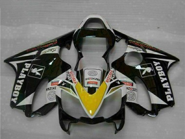 Honda CBR600 F4i Motorrad Verkleidung 2001-2003 - Weiss Gelb Glanzendes Schwarz Playboy