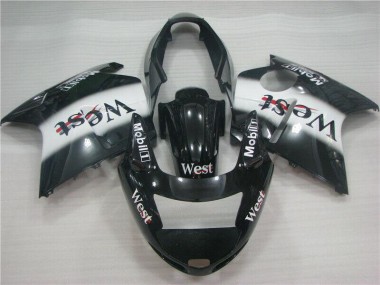 Honda CBR1100XX Blackbird Motorrad Verkleidung 1996-2007 - Glanzendes Schwarz Weiss West